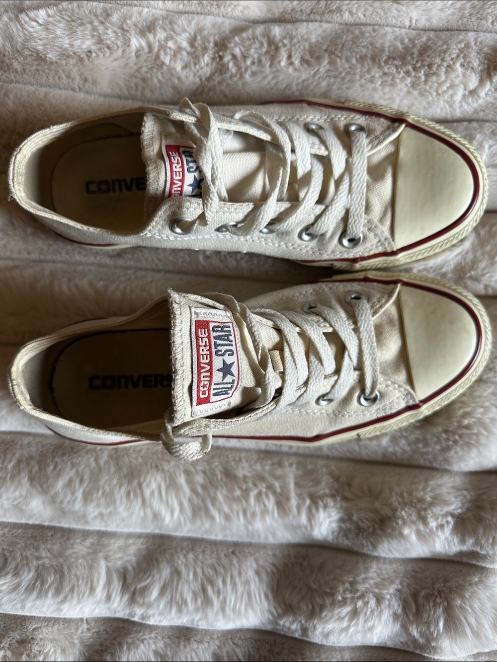 Converse Women’s Low Top Sneakers in Cream with Red Trim